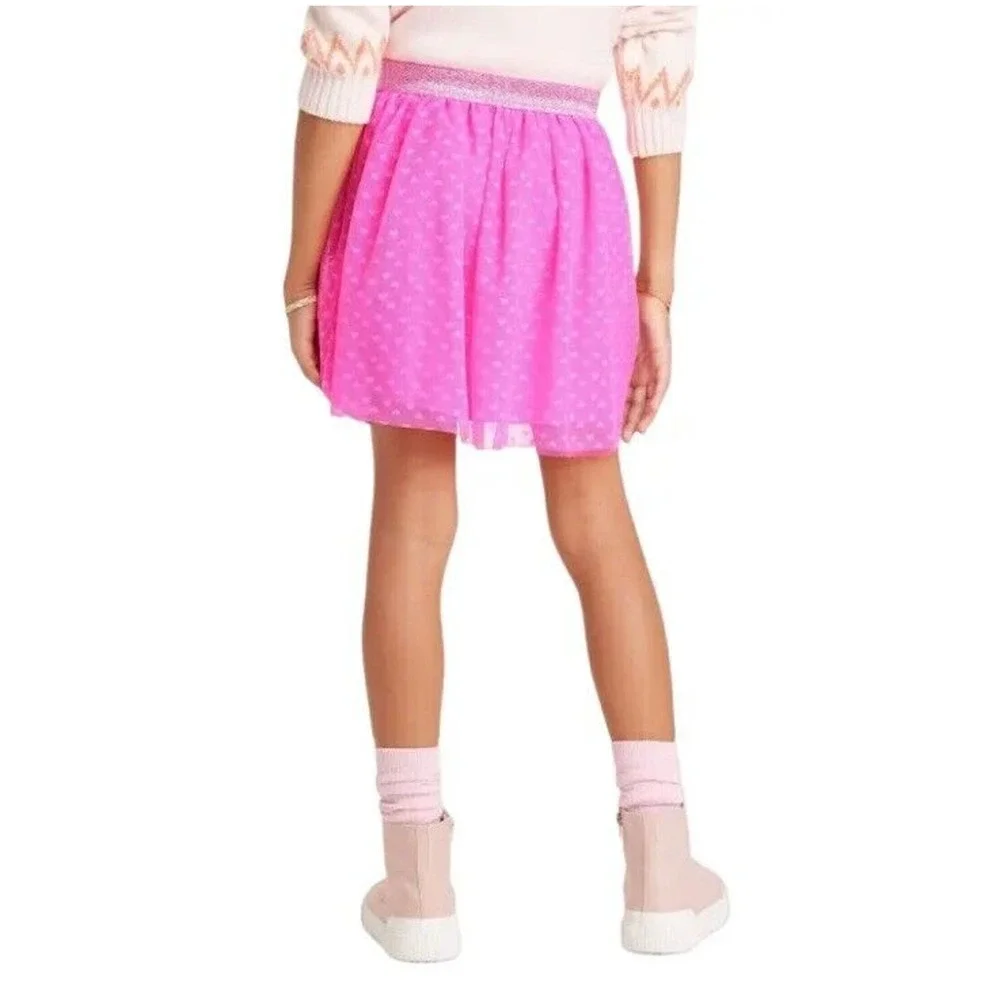 Cat & Jack Youth Girls' Pink Valentine Heart Printed Tutu‎ Skirt X-Large XL NWT